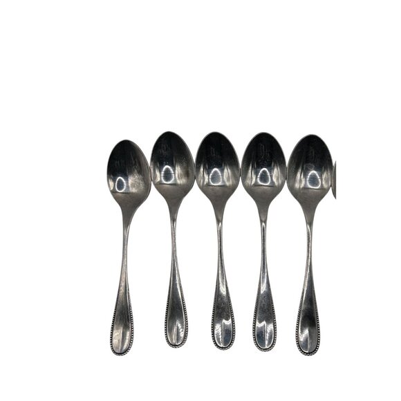 Set Of 5 Oxford Hall Crystal Palace Stainless Steel Spoons - Picture 1 of 5